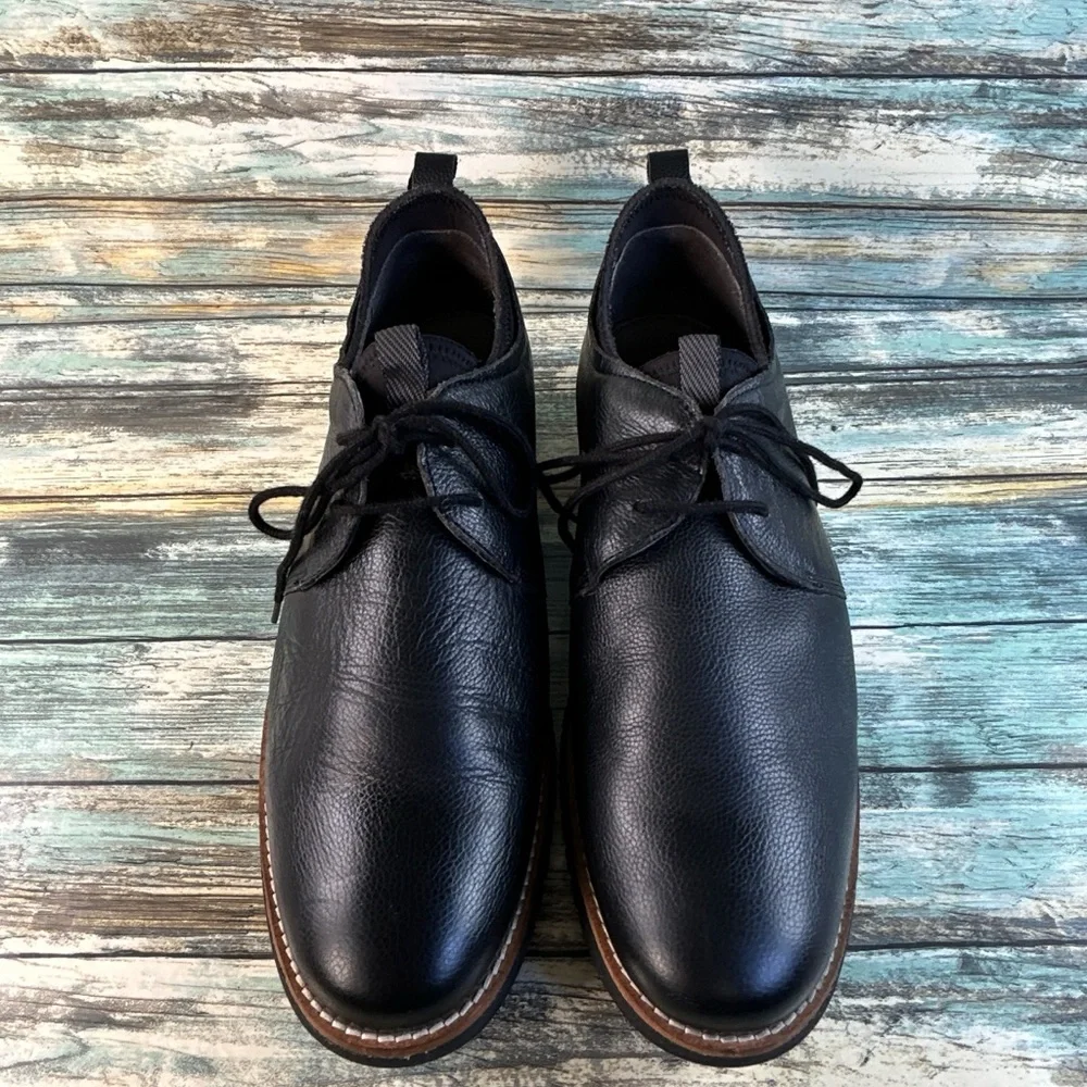 Hush Puppies Colby Chukka Boot Mens 10.5 Black Leather Lace Up Dress Work Ankle